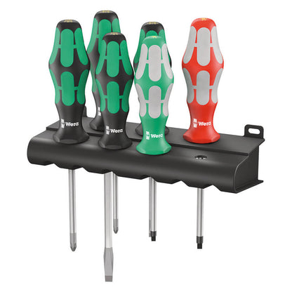 Wera 05347778001 334/368/6 Kraftform Plus Screwdriver Set with Rack (6-Piece)