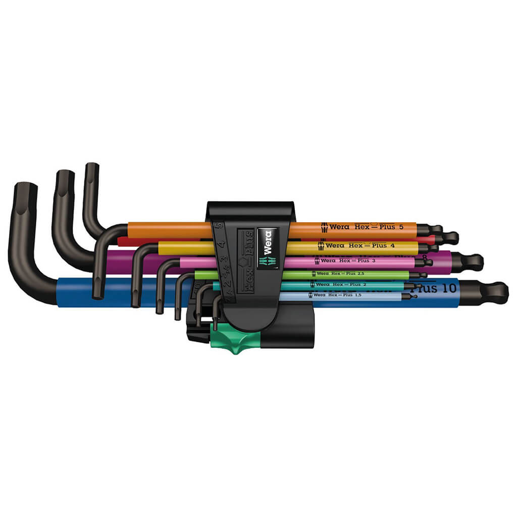 Wera 05073593001 950/9 SPKL SB BlackLaser Multicolour Metric Hex-Plus L-Key Set (9-Piece)